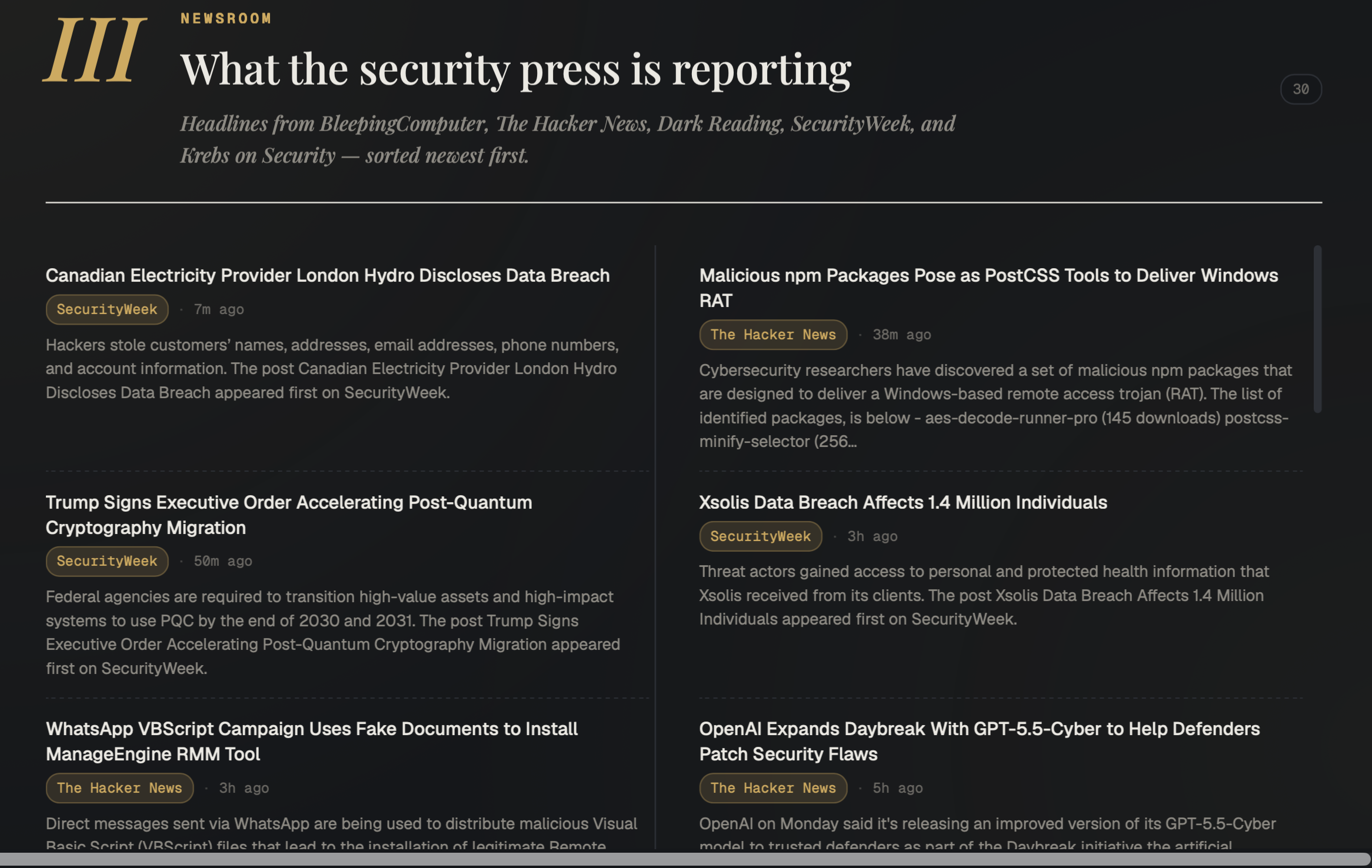 Security newsroom RSS